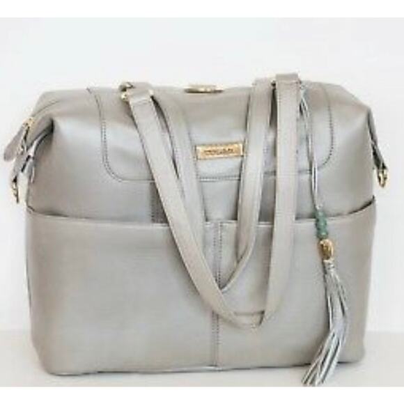 HTF Retired Leather Lily Jade Galena Shaylee Gold Purse/Backpack Diaper Bag - Picture 1 of 16